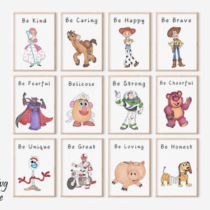 Watercolor Toy Story Wall Art, Nursery Wall Decor, Kids Room Wall Art, Positive Playroom Art, Digital Poster, Gift For Kids, Digital Prints