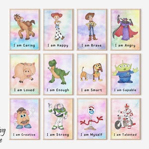 Toy Story Set of 12 Prints, Watercolor Toy Story Characters Wall Art Decor,  Children Room Poster, Nursery Wall Art, Toy Story Nursery Decor