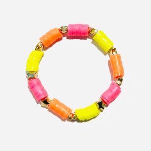Neon Star Clay Bead Bracelet