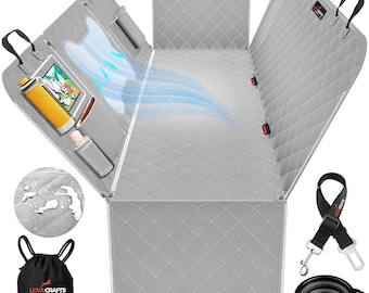 Waterproof Dog Car Seat Cover, Nonslip Hammock, Scratch Proof Grey Oxford Fabric