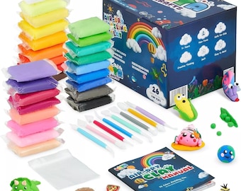Air Dry Clay, 26 Colors Modelling Clay, 8 Tools, Booklet, Crafting Kits for Kids