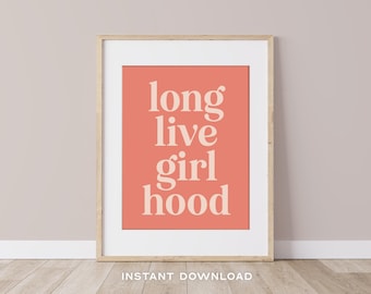 Lámina decorativa imprimible "Viva la niñez" / Decoración para habitación de niñas / Lámina para guardería / Arte para dormitorio rosa / DESCARGA INSTANTÁNEA