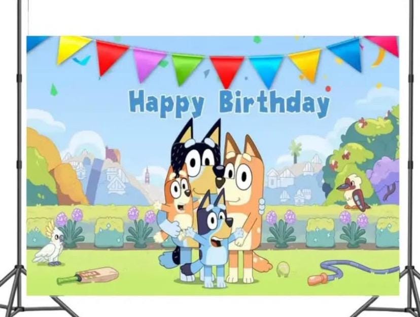 7x5FT Bluey Backdrop – Vinyl party photo background.