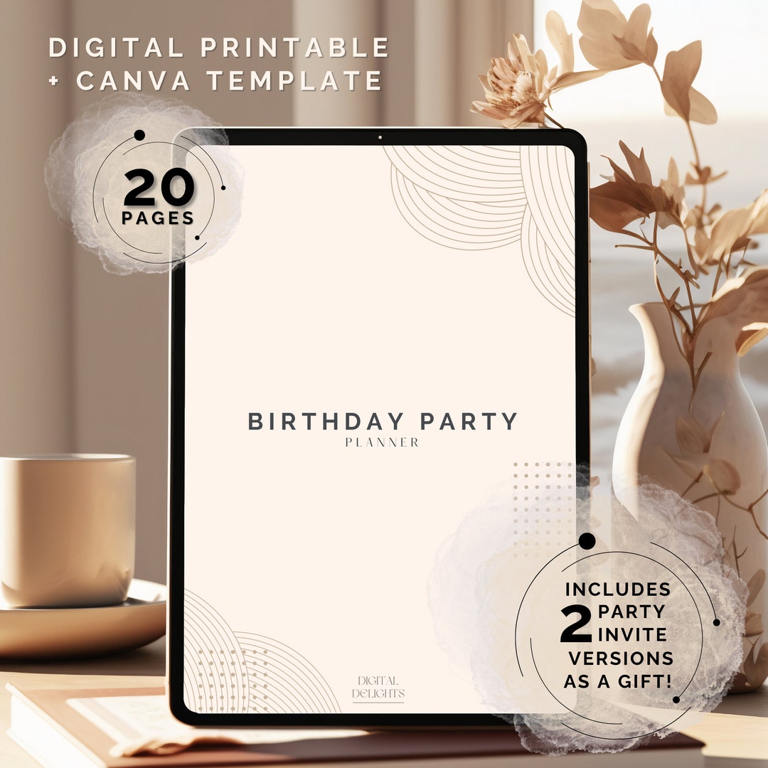 Digital Birthday Planner Printable, Party Checklist Template, Goodnotes ...