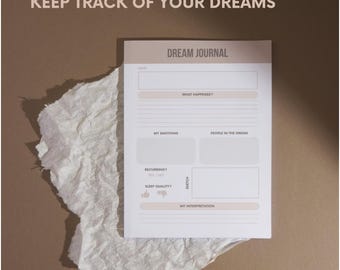 Dream Tracker, Dream Journal Printable, Daily Dream Diary, Dream Planner, Dream Journal, Health & Wellness Journal, Digital Dream Recorder