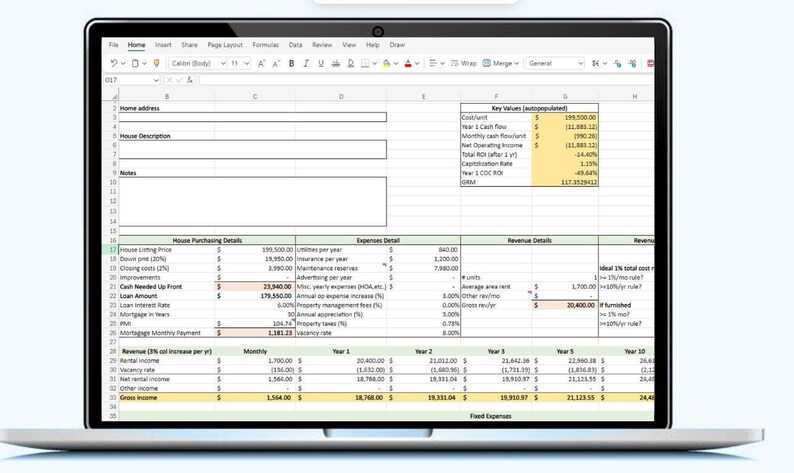 Excel Rental Property Analysis Tool - Spreadsheet Template | Landlord ...