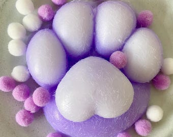 Squishy pelzige lila Katzenpfote | Handgefertigtes Sensorisches Fidget Spielzeug