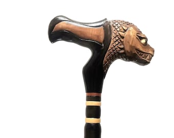 Dragon - Wooden Cane Walking Stick Support Canes Handle Handmade Carved