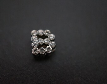 CLOSEOUT SALE - Durable High Quality Rhodium Plated Mini Crystal Pave Letter B Slider Charm - 9mm Tall - 1 piece (Comic Sans Font)