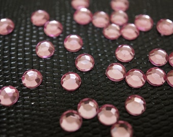 CLOSEOUT - Faceted Green Baby Pale Pink Stick On Cabochons - 6mm - 30 pcs