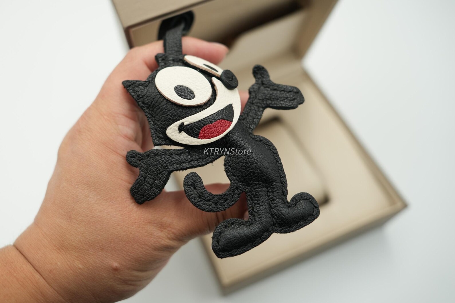 Felix the Cat Leather Charm, Handmade Leather Bag Charm, Handmade Etsy