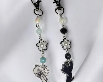 Handgemaakte Gojo & Geto-sleutelhangers - Beta Fish Charm Design Anime-geïnspireerde accessoires