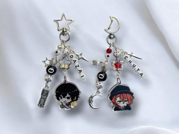 太宰治＆中也キーホルダー｜文豪ストレイドッグス 蒼黒の覚醒 モチーフ 