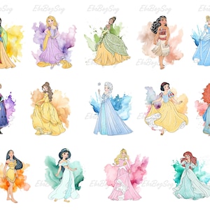 Watercolor Princess Png Bundle, Watercolor Princess Clipart, Princess Png, Princess Watercolor, Instant Download