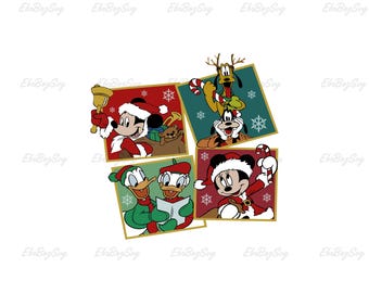 Micky Maus und Freunde Weihnachten Png, Micky Maus Urlaub Clipart, Frohe Weihnachten Clipart, digitaler Download, festliche Cartoon Png