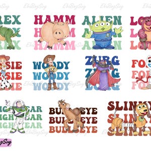 Watercolor Toy Story Characters Png Bundle, Toy Story Png, Toy Story Clipart, Watercolor Toy Story Png, Family Trip Png, Vacay Mode Png