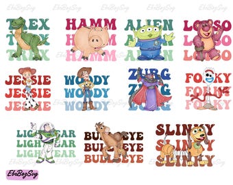 Watercolor Toy Story Characters Png Bundle, Toy Story Png, Toy Story Clipart, Watercolor Toy Story Png, Family Trip Png, Vacay Mode Png