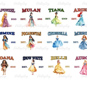 Watercolor Princess Png Bundle, All Princess Png Bundle, Princess Est Png Bundle, Cinderella Png, Rapunzel Png, Belle Png, Snow White Png