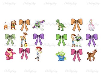 Toy Story Watercolor Bow Png Bundle, Toy Story Coquette Bow Png, Toy Story Clipart, Cute Bow Png, Digital Download