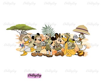 Mouse and Friends Safari Png, Safari Tour Png, Family Trip Png, Magical Kingdom Png, Safari Clipart Png, Instant Download