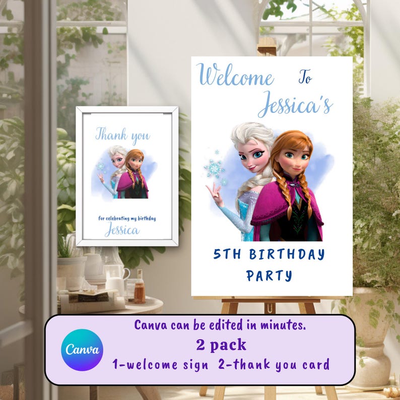 Frozen Princess Welcome Sign, Frozen Birthday Party Theme, Frozen Thank ...