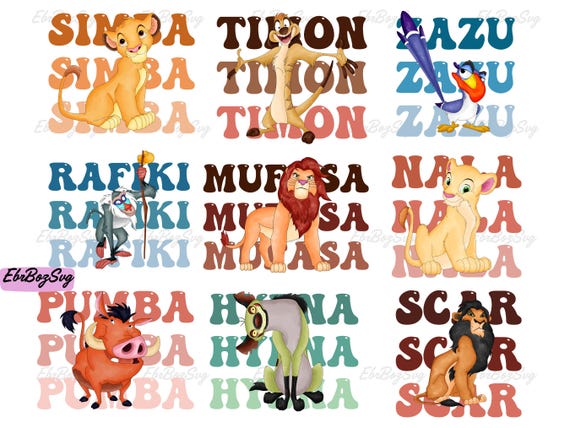 Watercolor Lion King Characters Png Bundle, Lion King Png, Hakuna Matata Clipart, Simba Png, Watercolor Simba Png, Instant Download