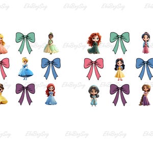 Bundle Baby Princess Squad Coquette Bow Png, Friendship, Princess Trip Princess Bow Png File For Sublimation, Cartoon Coquette Bow