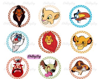 Lion King Character Head Png Bundle, Hakuna Matata Png, Lion King Clipart, Lion King Png, Simba Png, Family Trip Png, Vacay Mode Png