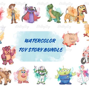 Watercolor Toy Story Png Bundle, Toy Story Png, Woody Png, Toy Story Characters Png Bundle, Digital Download