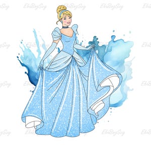 Watercolor Princess Cinderella Png, Cinderella Png, Princess Png, Princess Cinderella Clipart, Digital Download