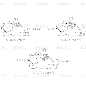 Pooh Bear Svg Png Bundle, Sketch Pooh and Piglet Svg, Silhoutte Pooh Bear Png, Family Bear Png, Baby Mama Papa Bear Png