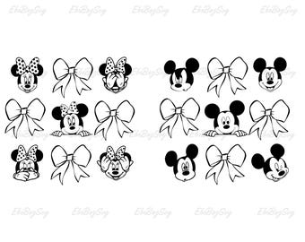 Mouse Head Silhoutte Coquette Bow Png Bundle, Mouse Png Bundle, Mouse Bow Clipart, Magic Kingdom Png, Family Trip Png