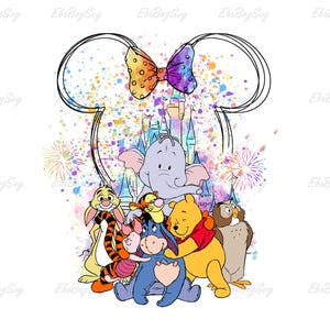 Winnie the Pooh Png, Personajes de Winnie the Pooh Png, Castillo de acuarela Png, Pooh y amigos Png, Descarga digital