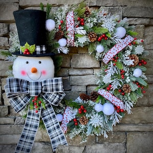 Snowman Wreath - Etsy