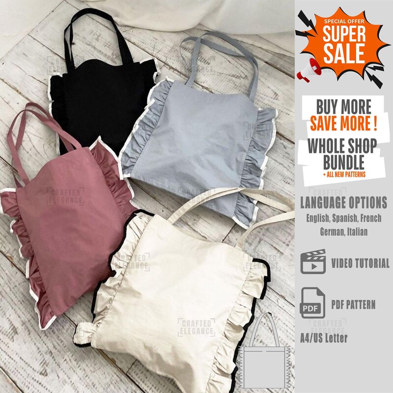 Ruffle Tote Bag - Etsy