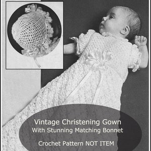 Vintage Christening Gown Crochet Pattern Baptism Gown Crochet Pattern  #CRB1 Shipped Pattern Is Also Available-INQUIRE Durham Deals