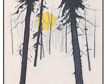 Winter Moon, Latch Hook Pattern,  Forest Moon Trees Pattern, Rug Or Wallhanging Graphs To Follow-Not A Kit---Custom Designed By DurhamDeals