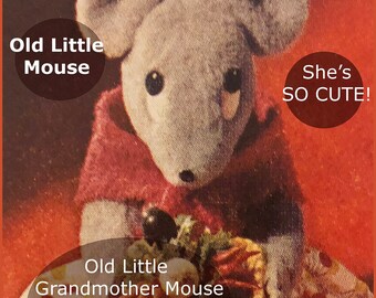 Grandma Mouse, Mouse Sewing Pattern, Dates 1969, She Holds A Little Basket, For Small Fruit, Veggies,ETC. DurhamDeals Read Everything!!