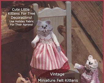 Miniature Cats/Kittens Felt Pattern, 6" Kittens Felt Craft, Also, Cute For The Christmas Tree,  Sewing Pattern,  PDF CFT9644  DurhamDeals
