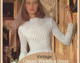 Wedding Dress Knitting Pattern Vintage Bridal Dress Knitting Pattern  #KNW39 PDF File   Mailed Pattern Available-INQUIRE DurhamDeals