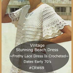 Beach Dress Crochet Pattern,Beach Cover Up, Lacy Beach Dress Crochet Pattern Vintage 70&#39;s  Pattern #CRW69-PDF -Available Mailed- DurhamDeals