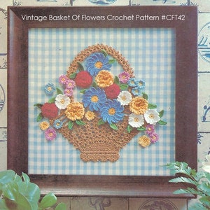 Bloemen gehaakte bloemen in mand Gehaakt patroon muur hangende bloemen CFT42 Instant download--Verzonden patroon beschikbaar-DurhamDeals
