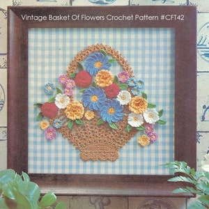 Flowers Crochet Flowers In Basket Crochet Pattern Wall Hanging Flowers CFT42 Instant Download--Shipped Pattern Available-DurhamDeals