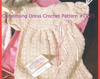 Christening Dress Crochet Pattern With Matching Bootees Size 3-6 Months #CR25-PDF   Available Mailed- DurhamDeals