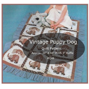 Puppy Dogs Quilt Pattern Puppy Dog Sewing Dog Quilt  'Great Scrap Pattern' Vintage Pattern #Q48 PDF-  Mailed Copy Available DurhamDeals