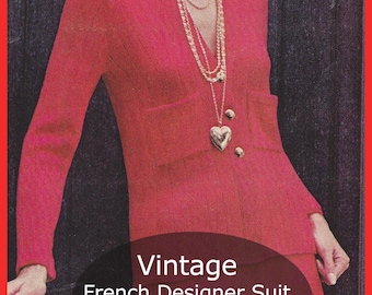 Ladies Suit Knitting Pattern, French Designer Inspired, Dates 70's, PDF DIGITAL Pattern DurhamDeals Canadian Etsy Shop! View All The Images