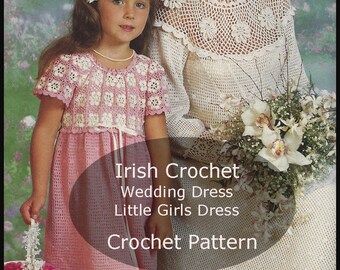 IRISH Crochet Wedding Dress, Flower Girl Dress, Wedding Dresses, Irish Crochet, -FREE Bonus Pattern Also Included- #CRW21--DurhamDeals