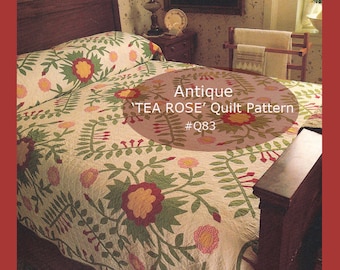 Quilt Pattern Antique Applique Quilt Called 'TEAROSE' -Dates Early 1900's ---PDF Instant Download-Mailed Copy Available-Inquire :DurhamDeals