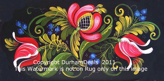 FLORAL Latch Hook Rug/ Wall Hanging Floral Pattern Flower Rug Floral Latch Hook--Custom Designs Available-PdF Download PdF R#88--DurhamDeals