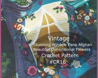 Flowers Crochet Pattern, Window With Flowers Crochet Pattern 3D Design Instant Download--Shipped Pattern Available-DurhamDeals